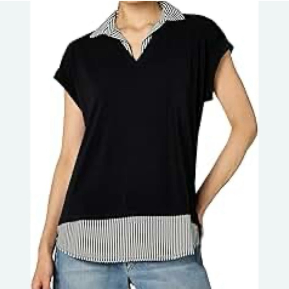 Adrianna Pappell Black Twofer Top